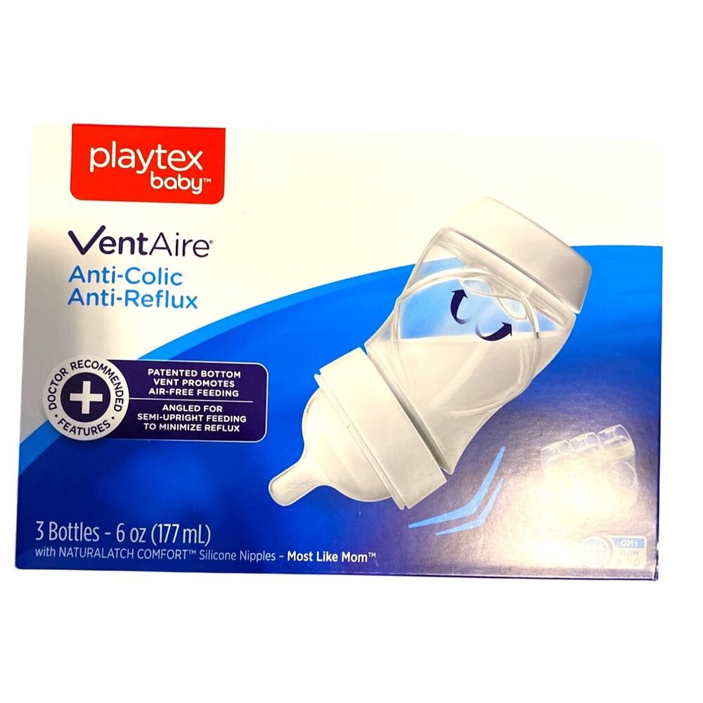 Playtex Baby VentAire Anti-Colic Anti-Reflux Bottles With Naturalatch Comfort Si